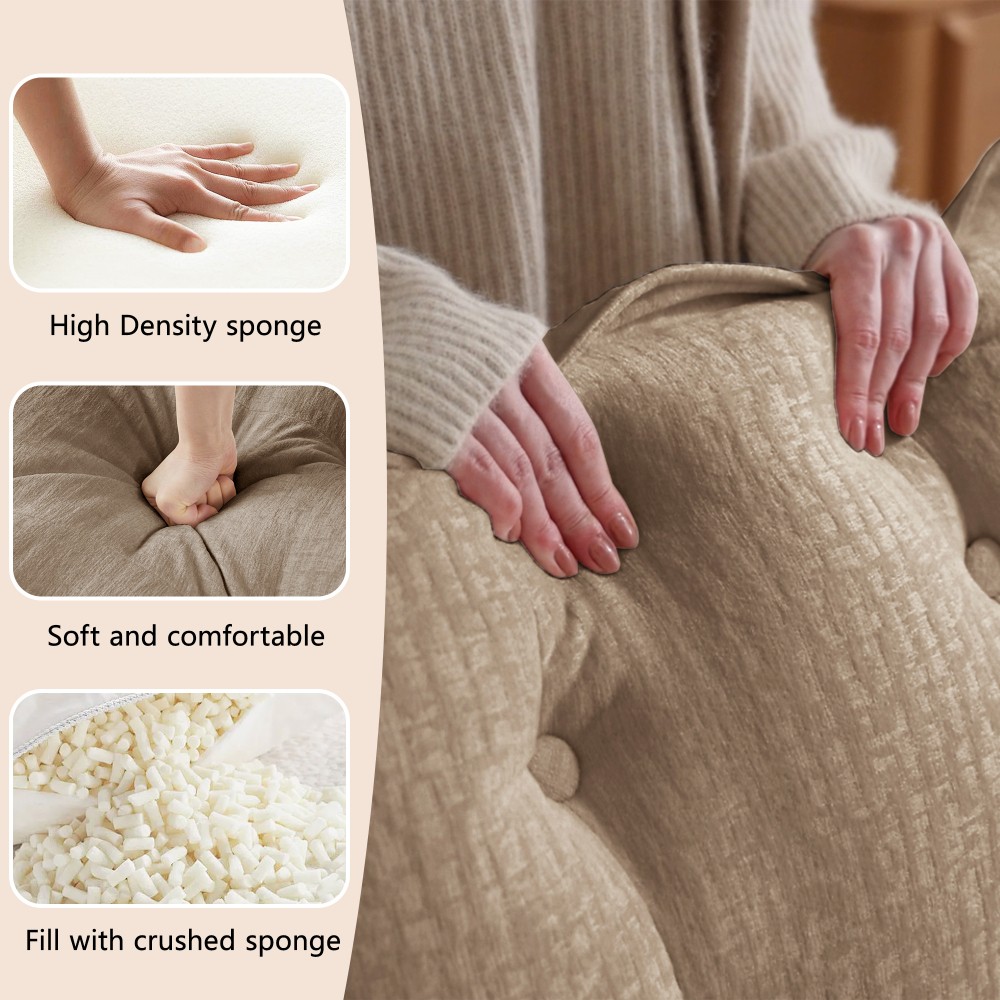 4 Seat L Shaped Sectional Sofa with Ottoman, Chenille Cloud Couch