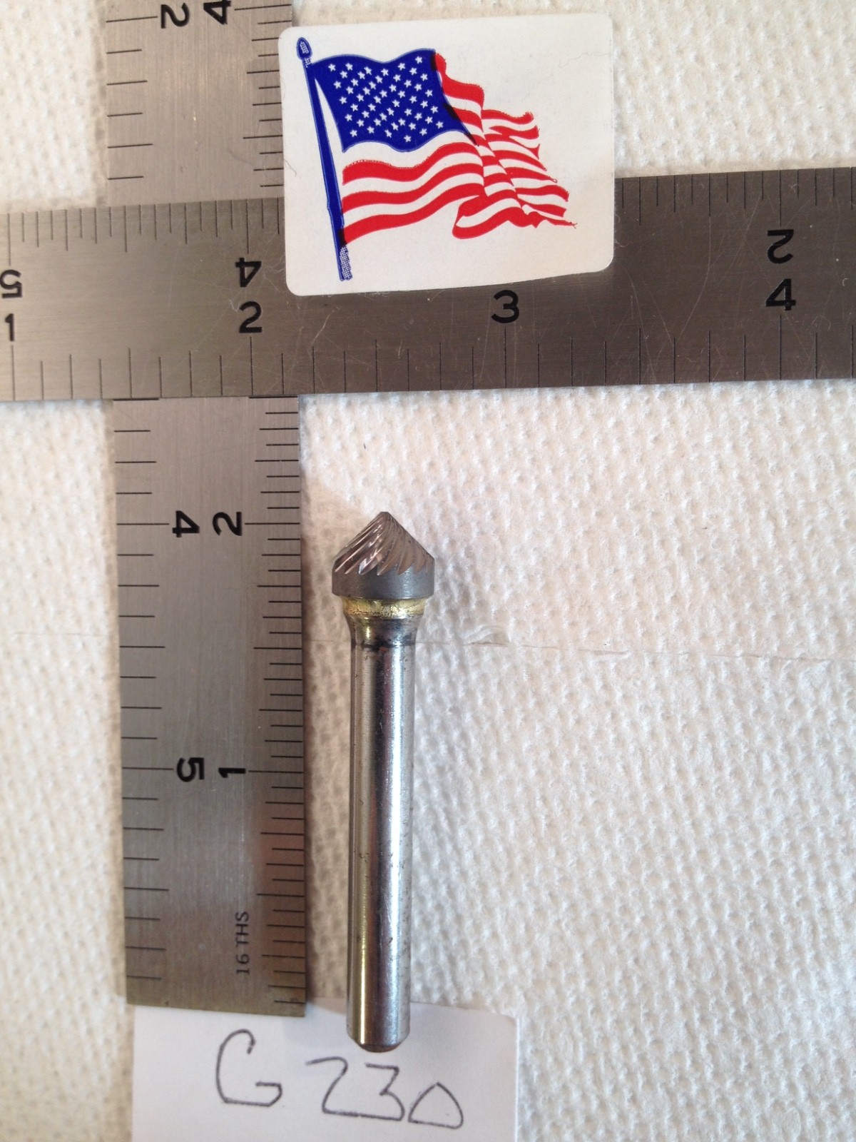 1 NEW FALCON / SGS 1/4" SHANK CARBIDE BURR SK-3 SINGLE CUT 90° ANGLE (G230)