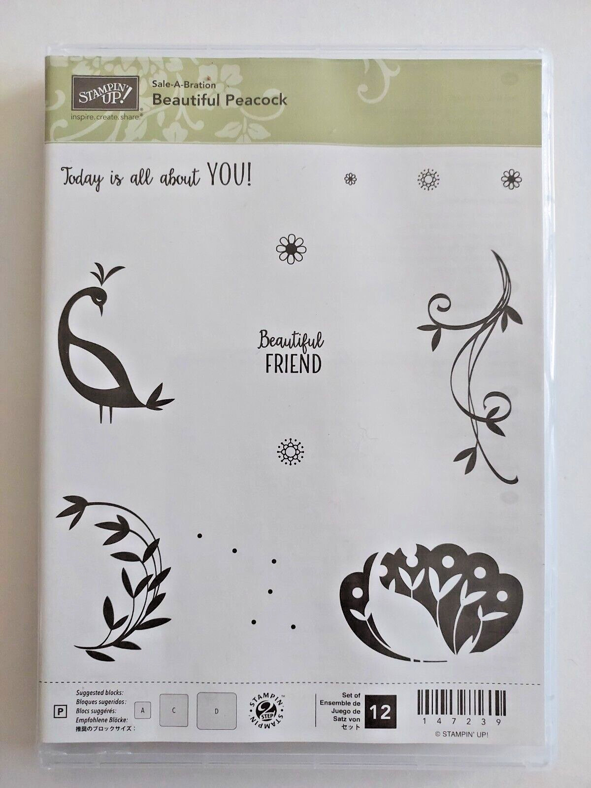 Stampin' Up! BEAUTIFUL PEACOCK (Sale-A-Bration) stamp set birds intricate floral