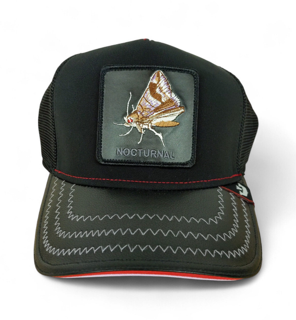 Goorin Bros LIMITED RELEASE Insomnia Nocturnal Moth Leather Brim Black Hat