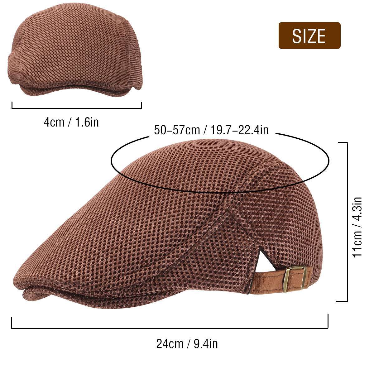 Men's Mesh Beret Newsboy Hat Ivy Cap Breathable Gatsby Summer Cap Cabbie Flatcap
