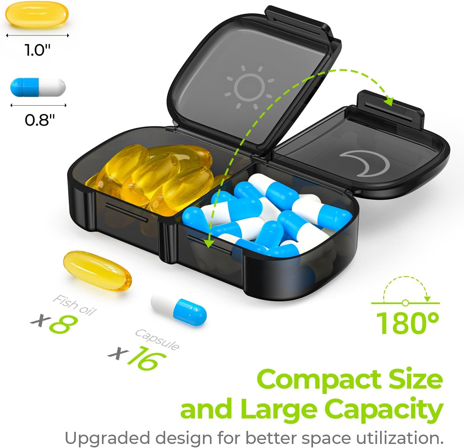 Weekly Pill Organizer 2 Times a Day Pill Box 7 w OneSide Large Openings for Easy