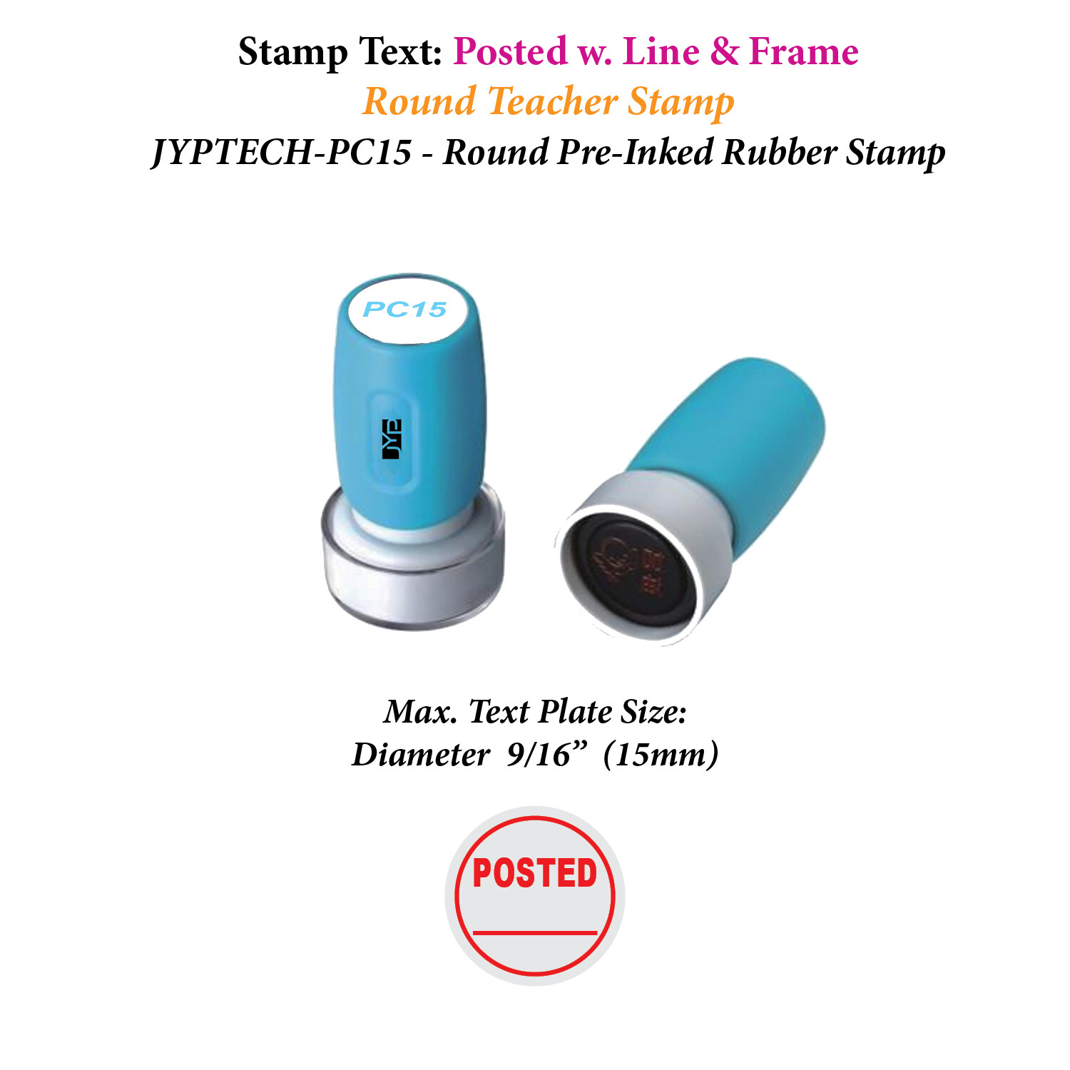 Posted w. Line & Frame -JYP PC15 Pre-Inked Rubber Stamp (Red Ink)
