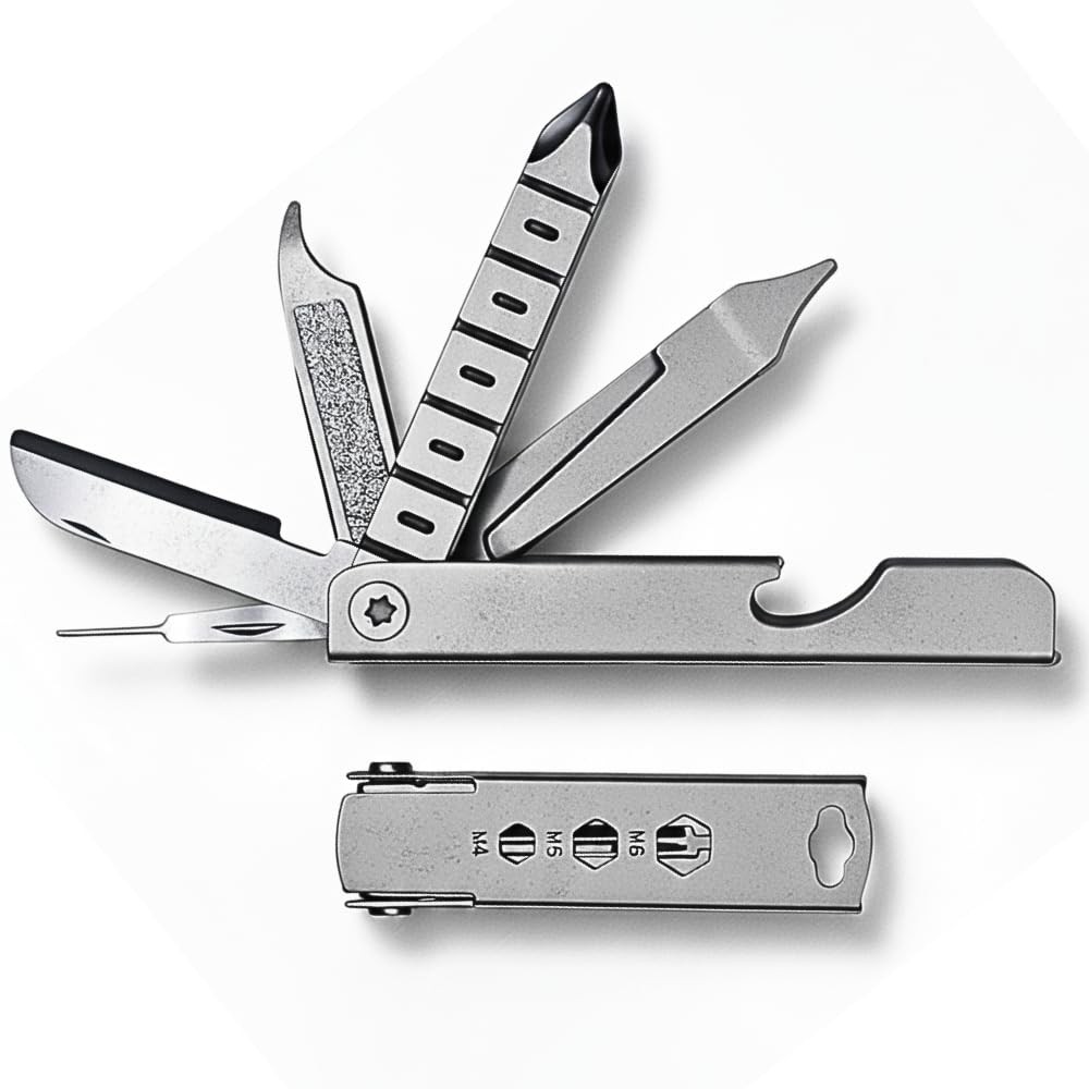 Gadgetime USA 10-in-1 Stainless Steel Multi-Tool Keychain – Compact Silver