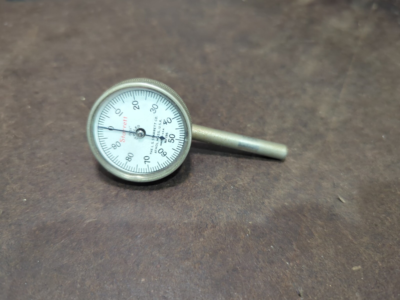 Starrett No. 196 Dial Test Indicator .001 Jeweled Universal Back Plunger USA