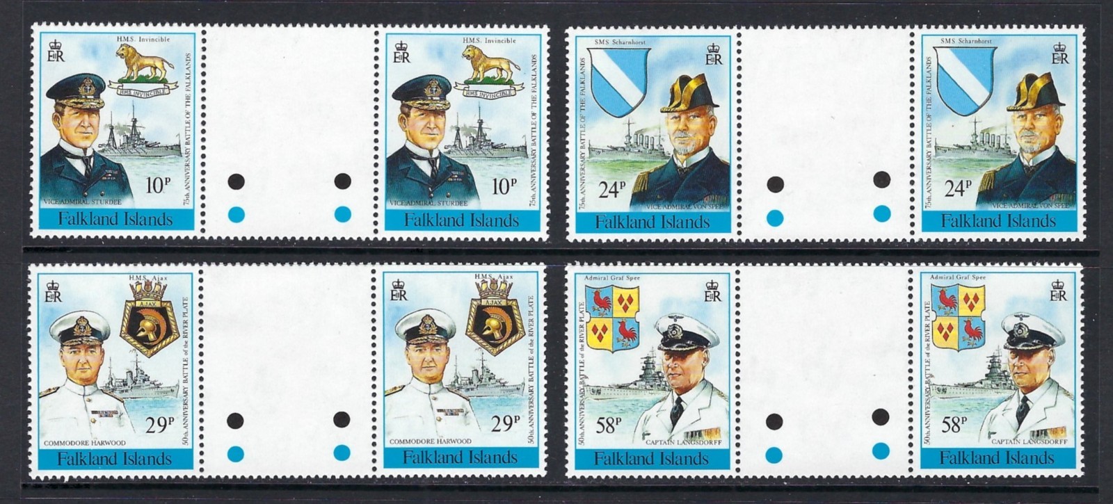 FALKLAND ISLANDS #511-14 MINT, NEVER - GUTTER PAIRS
