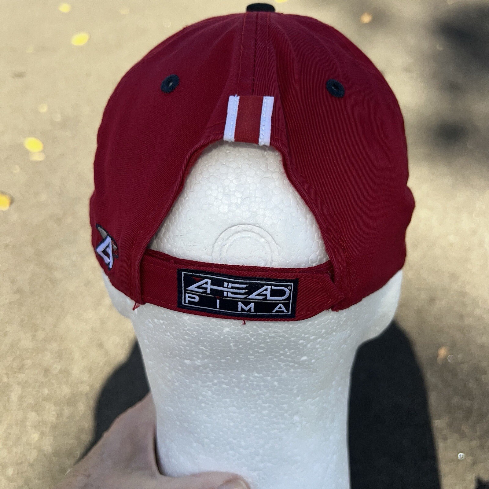 The Meadows Black Navy Red Patch on Red Hat Cap Hook Loop Ahead Pima Classic Cut