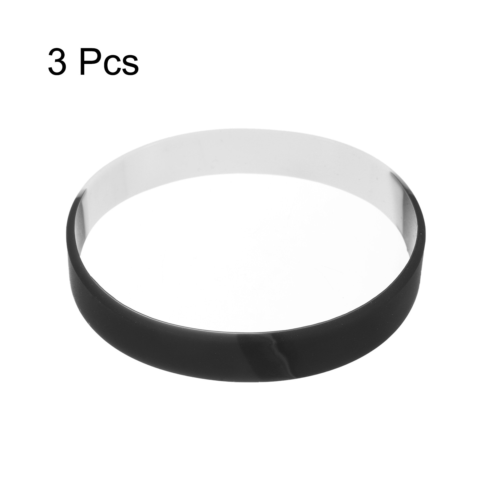 3Pcs Bracelets Wristbands 1/2 Inch Width 8.5" Length Black Segmented