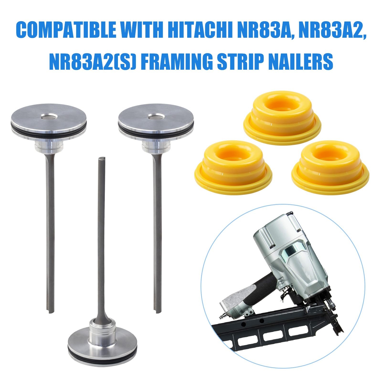 877-323 Piston Driver and 883-511 Bumper Kit Fit for Hitachi NR83A yellow