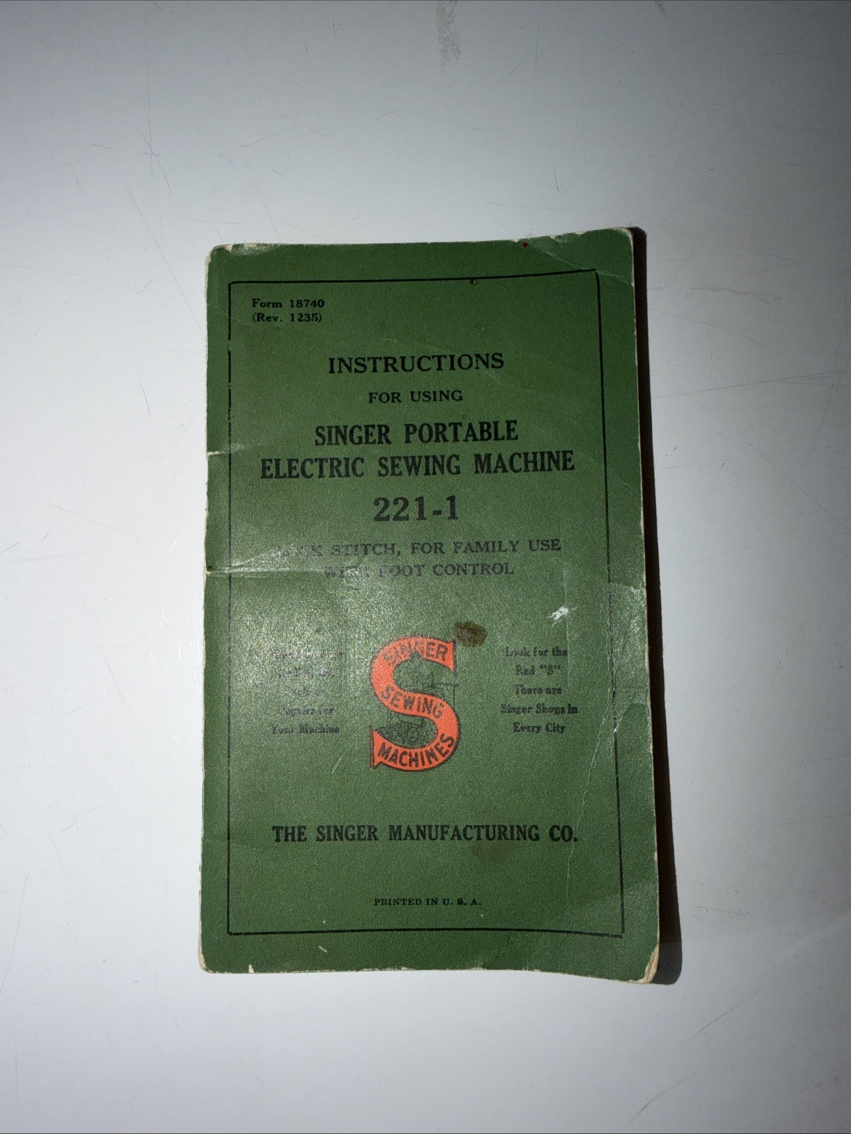 Singer 221-1 Portable Electric Sewing Machine  1935 Manual