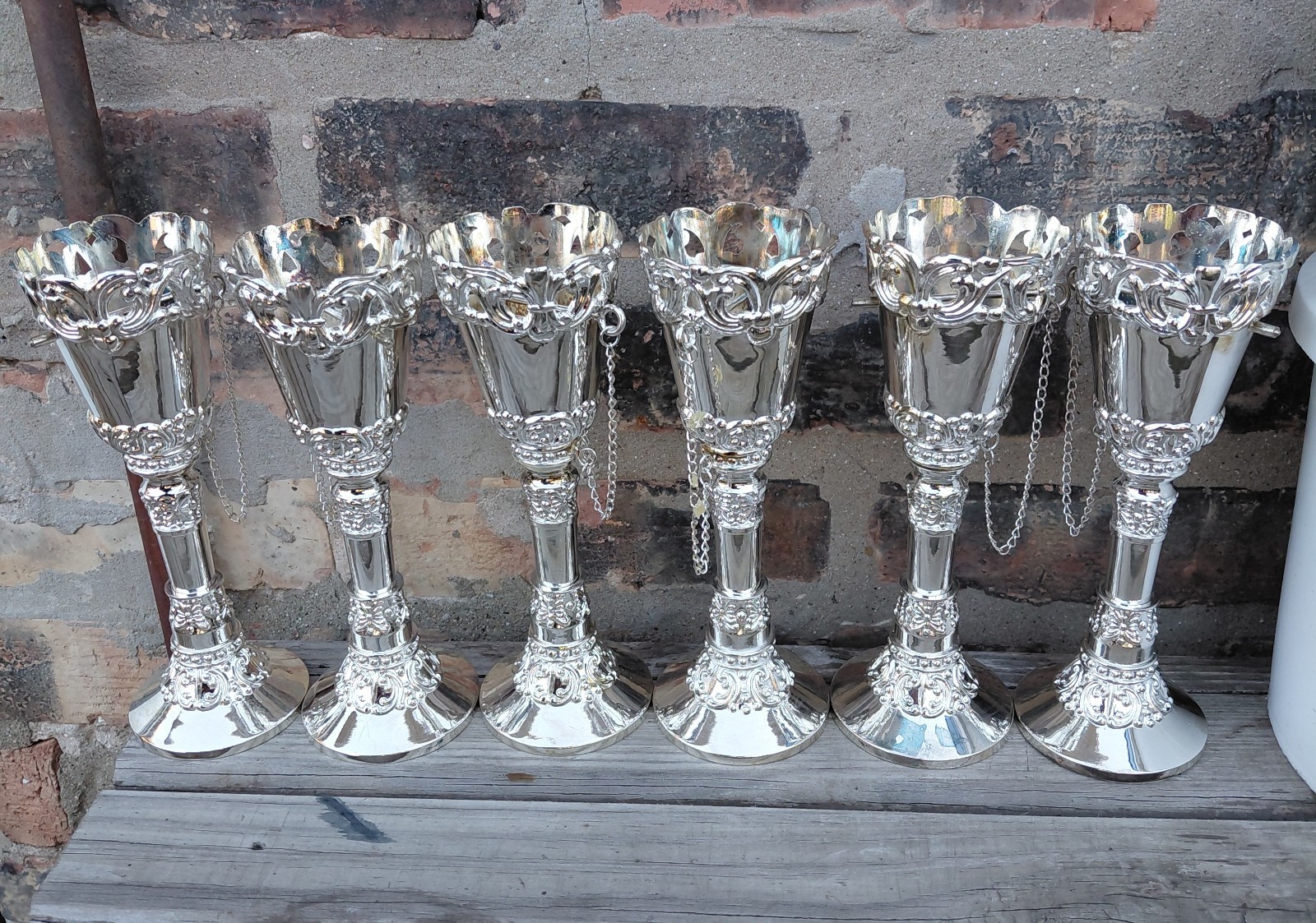 Set of 6 Vintage Silver Plated Wilton Bouquet Holder Flowers  7.5 Inches Tall