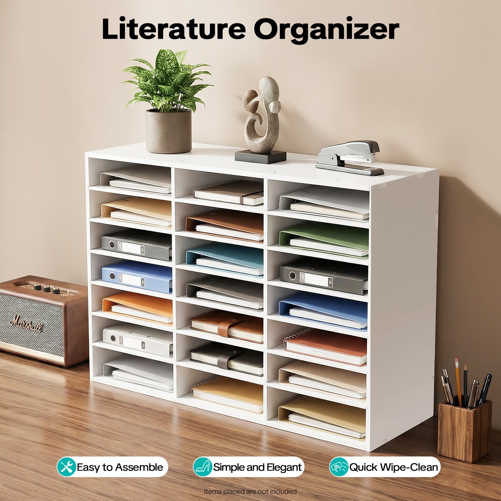 Classroom Mailbox - 24 Slots Literature Organizer, Construction Paper White