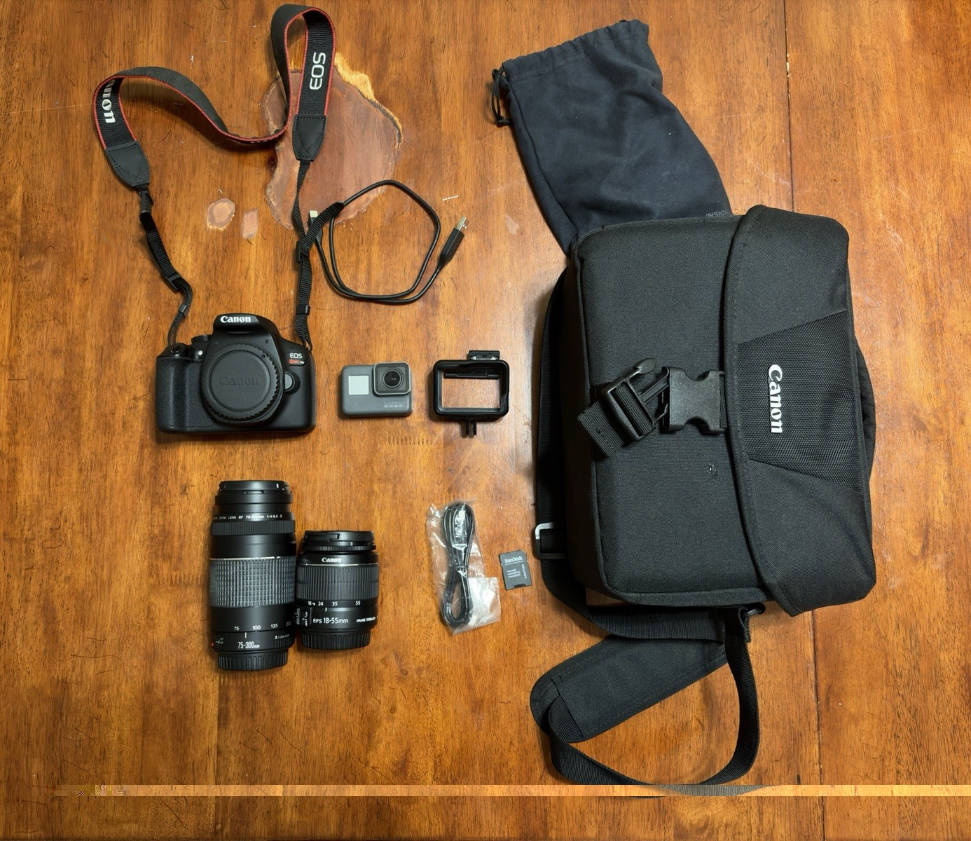 Canon EOS Rebel T6 Bundle EF-S 18-55mm & EF 75-300mm Lenses w/ Go Pro Hero5