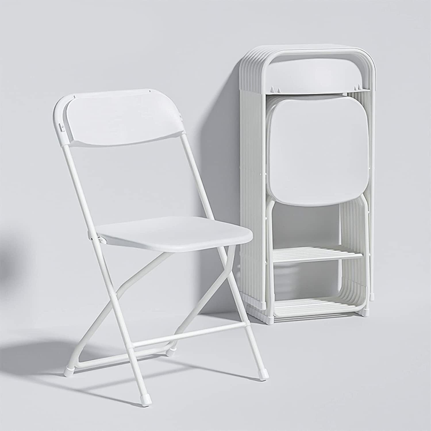 24 Pack Portable Plastic Folding Chairs Party Event Wedding Kitchen Chair White