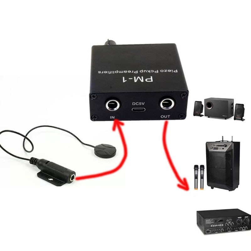 Professional Piezo Pickup Preamp for Guitars and Violins with Type C Charging