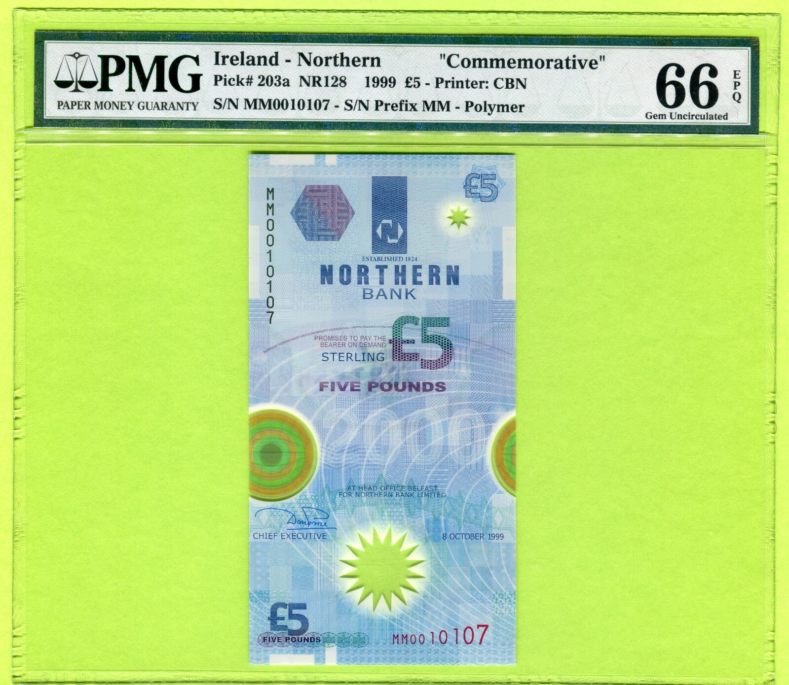 Northern Ireland 5 Pounds 1999/2000 P203a 203b UNC - Polymer / PMG GEM66EPQ