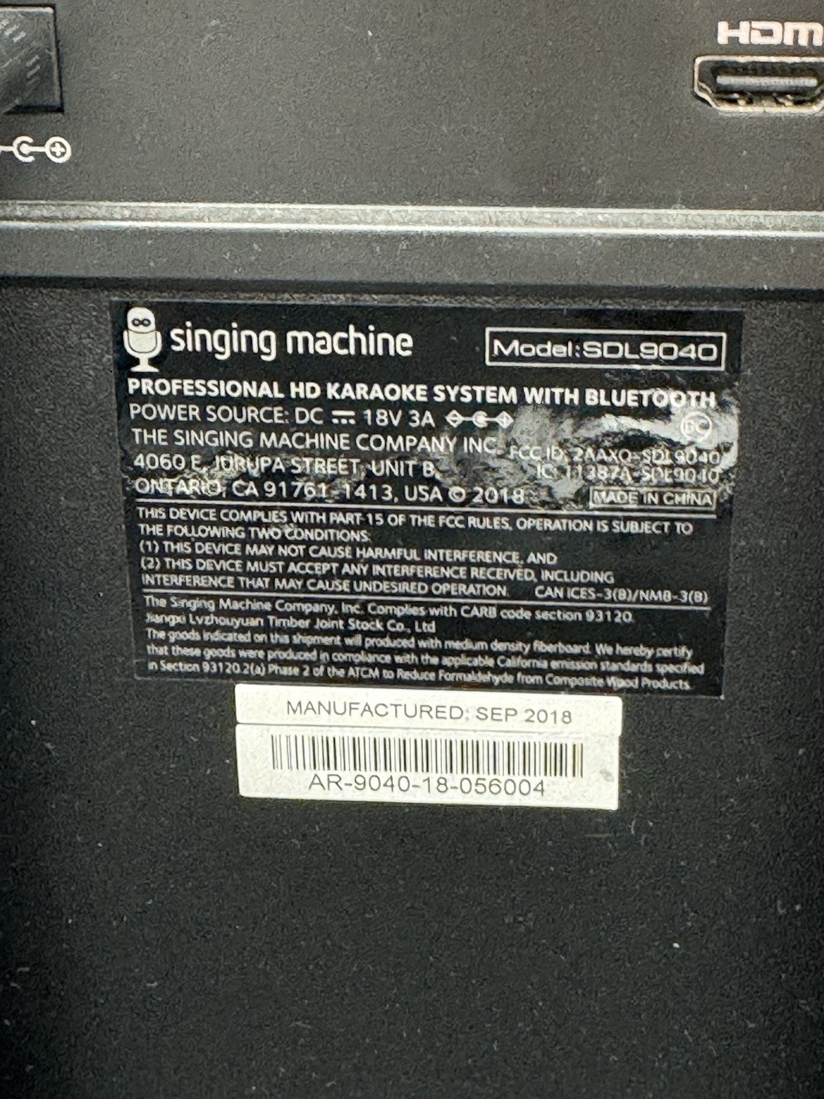 Singing Machine Fiesta Voice Karaoke System SDL9040 Missing Microphone