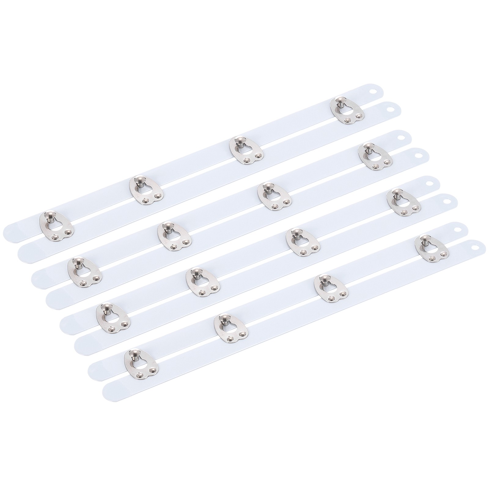 4 Set Corset Busk, 8 Inch White Steel Boning Support with Silver Buttons