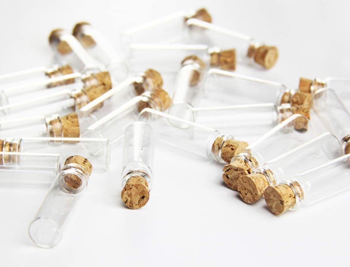 com 60 Pcs 2ml Mini Vials Clear Glass Bottles Jars Tall Tiny Jars with Corks Sto