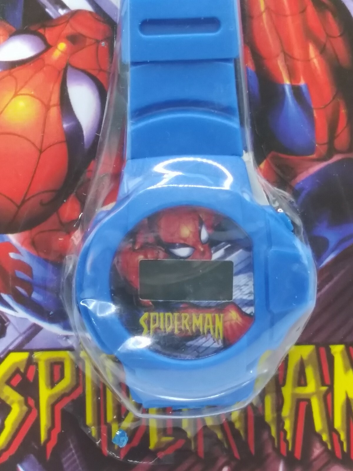 Spider-Man Digital Watch Blue NOS New on Card 2004