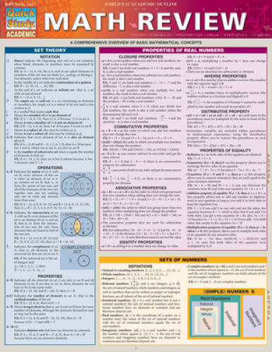 Math Review (Quick Study: Academic) - Cards By BarCharts, Inc. - VERY GOOD