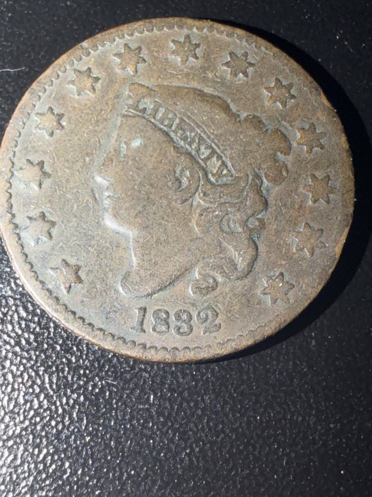 1832 Medium Letters Large Cent VG