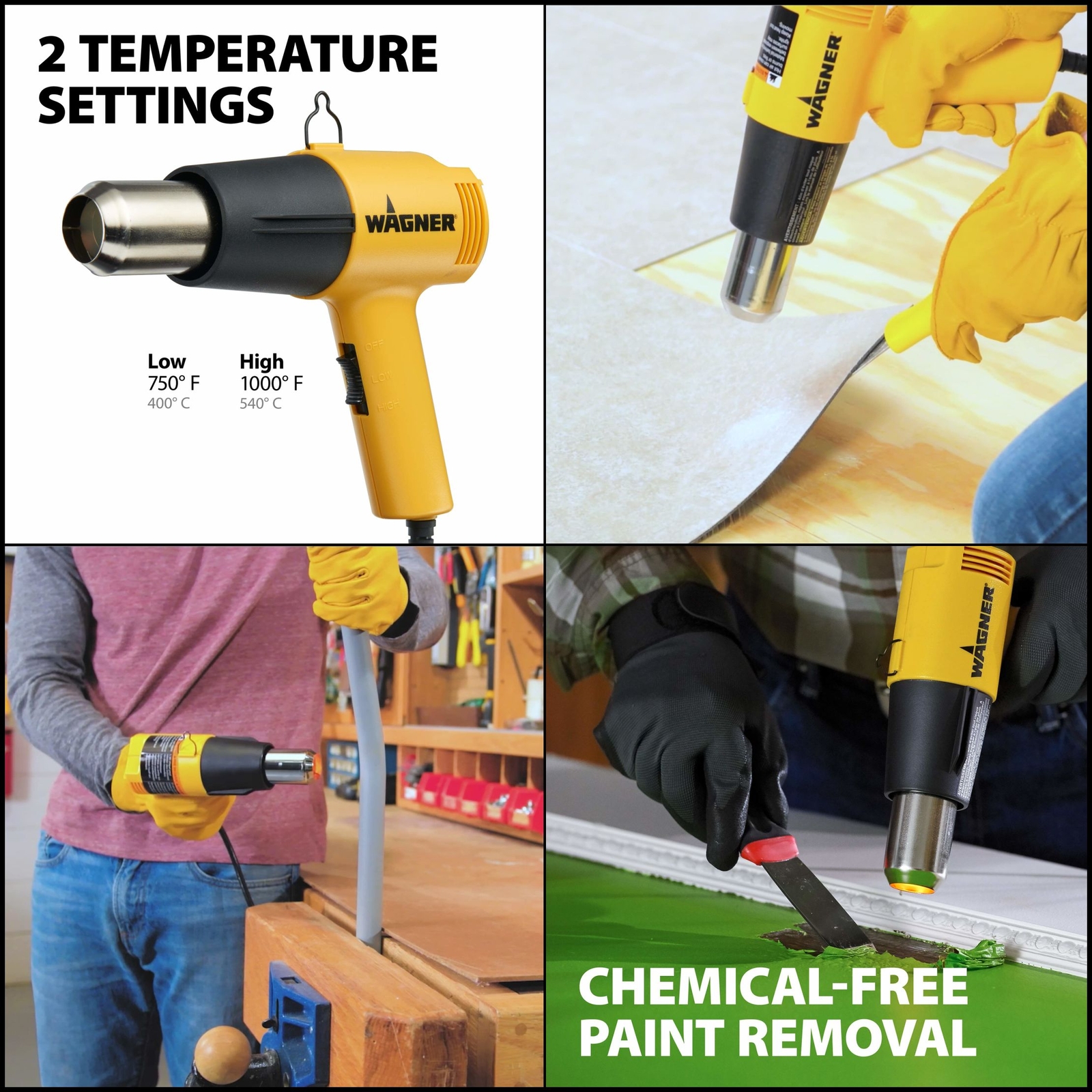 Heat Gun 2 Temp Settings 750ᵒF & 1000ᵒF Wagner Spraytech Sealants, Adhesives