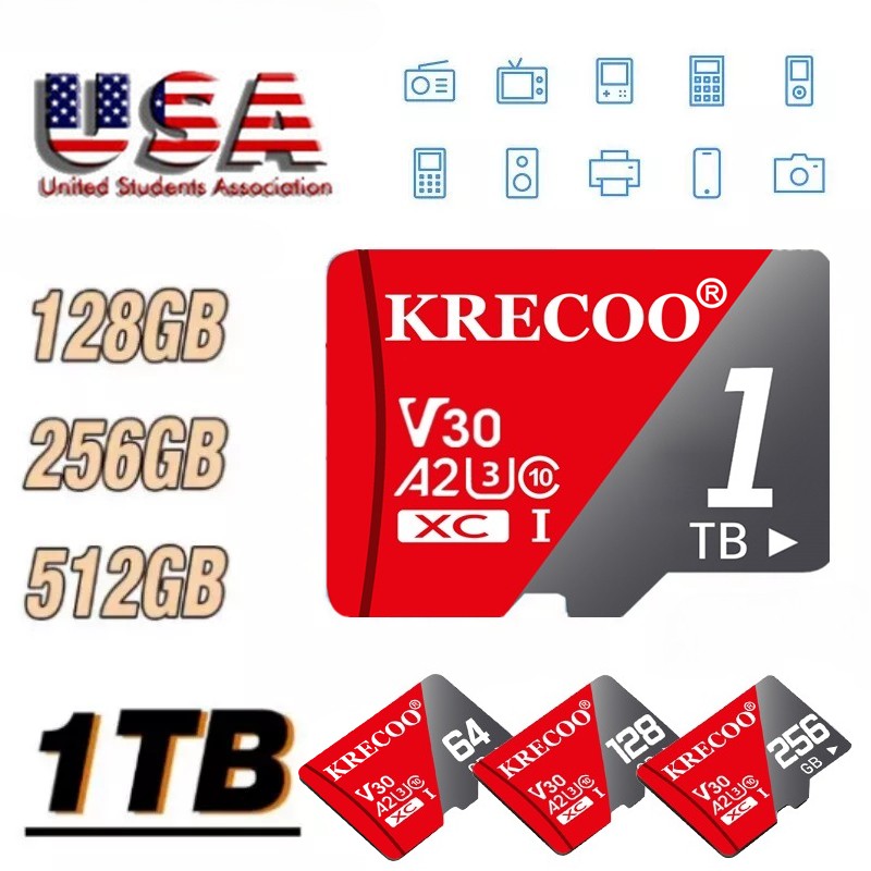 256GB 1TB High Speed Micro SD Card UHS-I C10 V30 TF Flash Storage Dash Cam Phone
