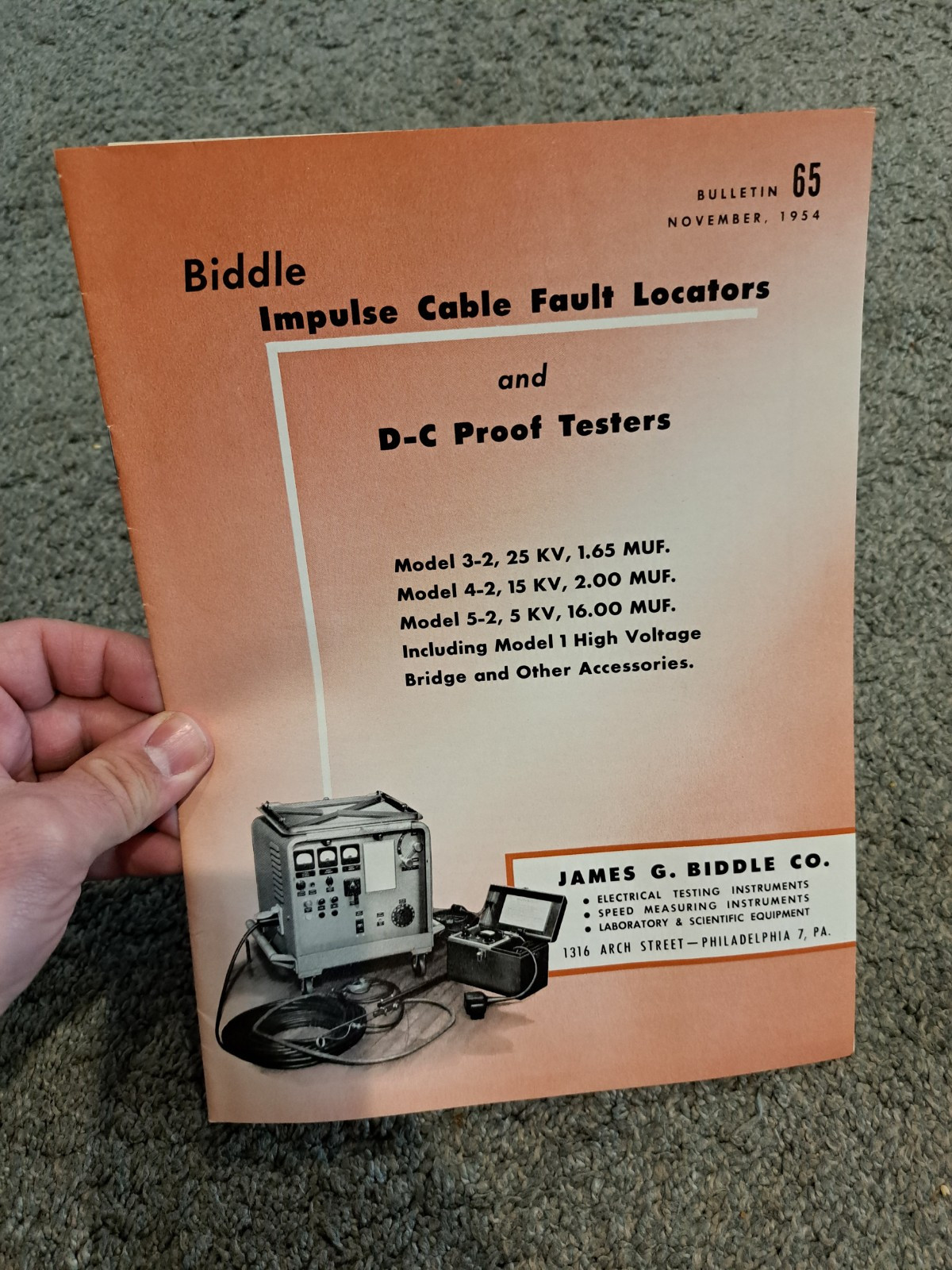 Biddle Impulse Cable Fault Locators and D-C Proof Testers Bulletin 65 1954