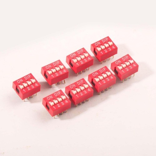 Double Row Dip Slide Switch 4 Position 2.54mm PCB Mountable On Off Style: 4pin