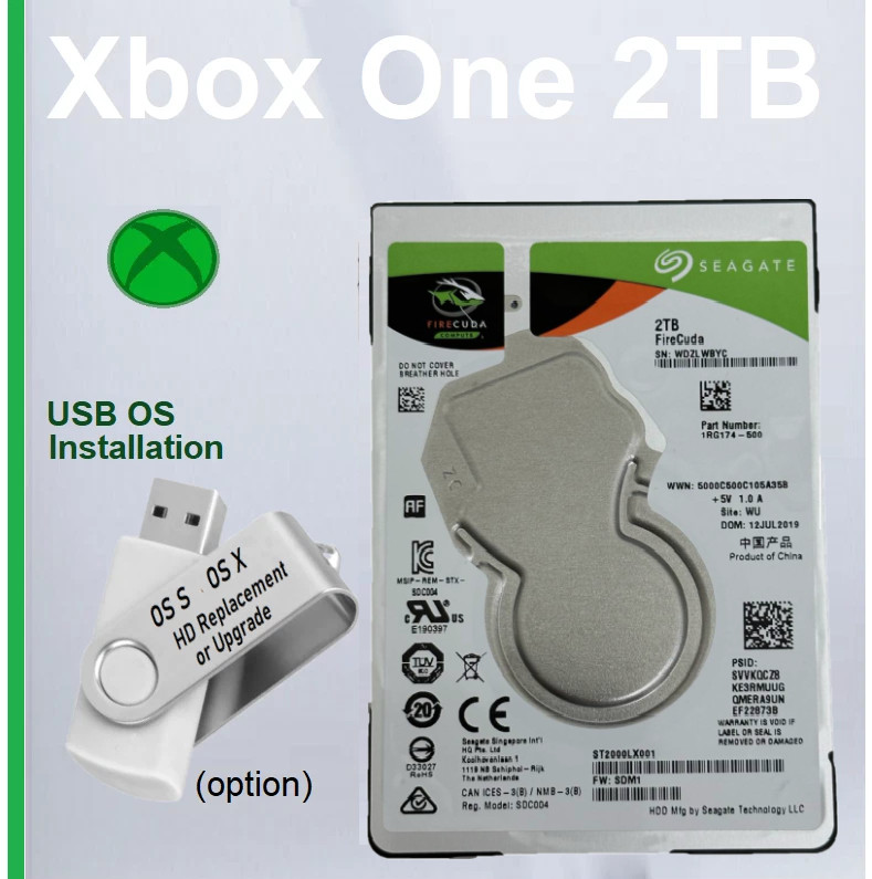 Xbox One 2TB Internal Hard Drive X, S and Original Xbox USB OS installation Kit