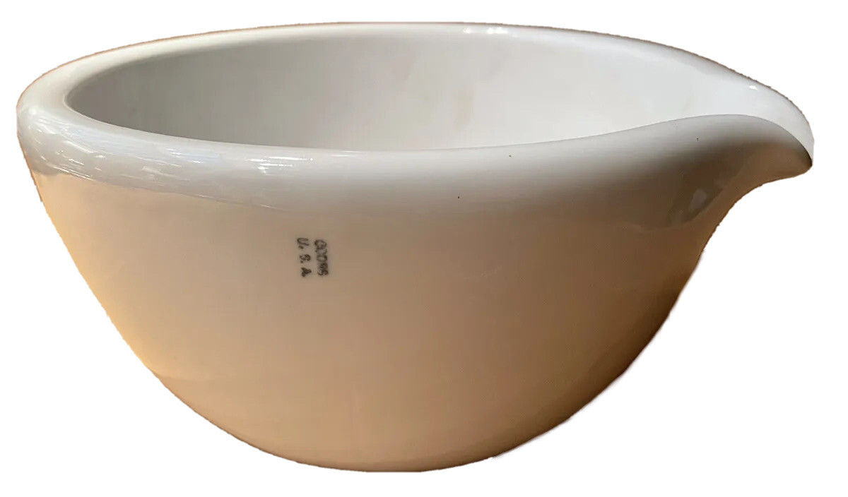 COORS USA WHITE PORCELAIN MORTAR JUMBO SIZE 12 INCH POUR LIP 14.5 POUNDS RARE