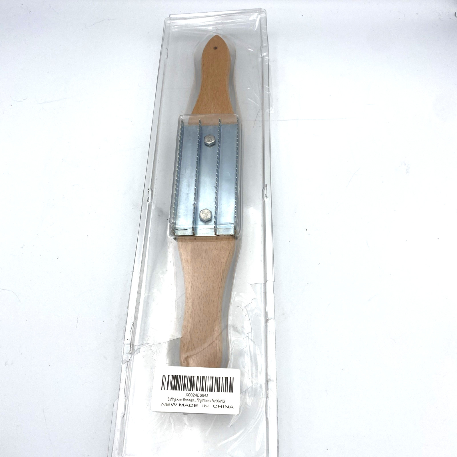Buffing Wheel Rake  15" Polishing Rake with Wooden Handle Stainless Steel
