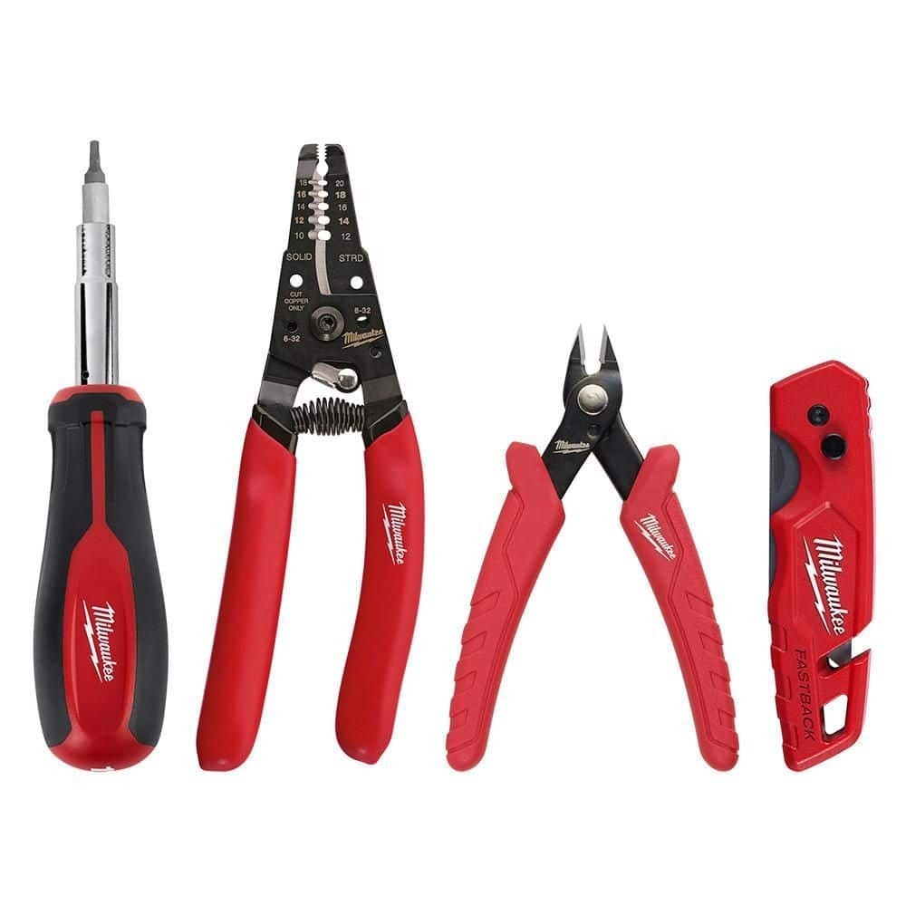 Milwaukee Electrician's Hand Tool Kit 4Piece, 11 in 1 Multi Bit Screwdriver