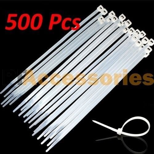 500 Pcs White Heavy Duty 12"x0.2" inch 50 lbs UV Nylon Outdoor Cable ZIP Ties