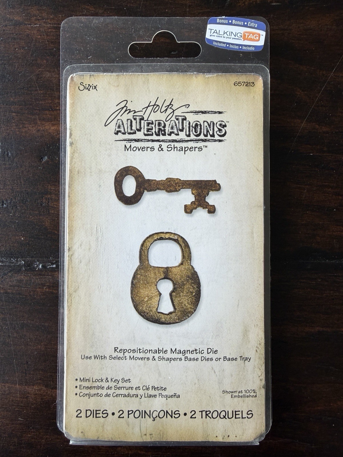 Sizzix Die by Tim Holtz Alterations ~ Mini Lock & Key Set #657213 2 Dies Unused