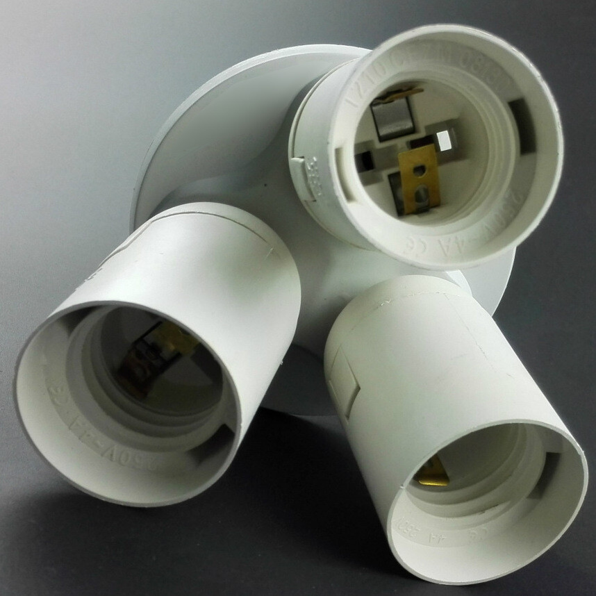 3 to 1 Light Socket E26 Splitter Lamp Base Adapter for Standard LED & CFL Bulbs