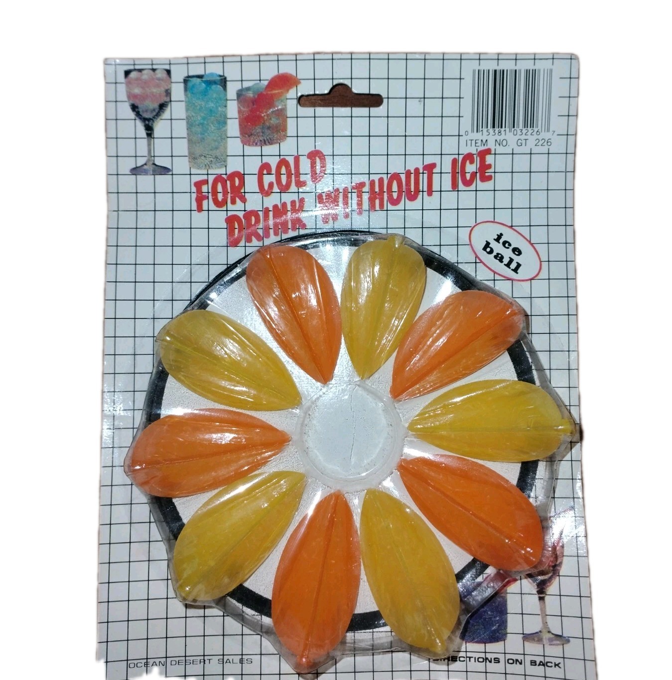 Vintage 10pc Fruit Slice Ice Cube Oranges and Lemons Plastic Ice Ball Summer Fun