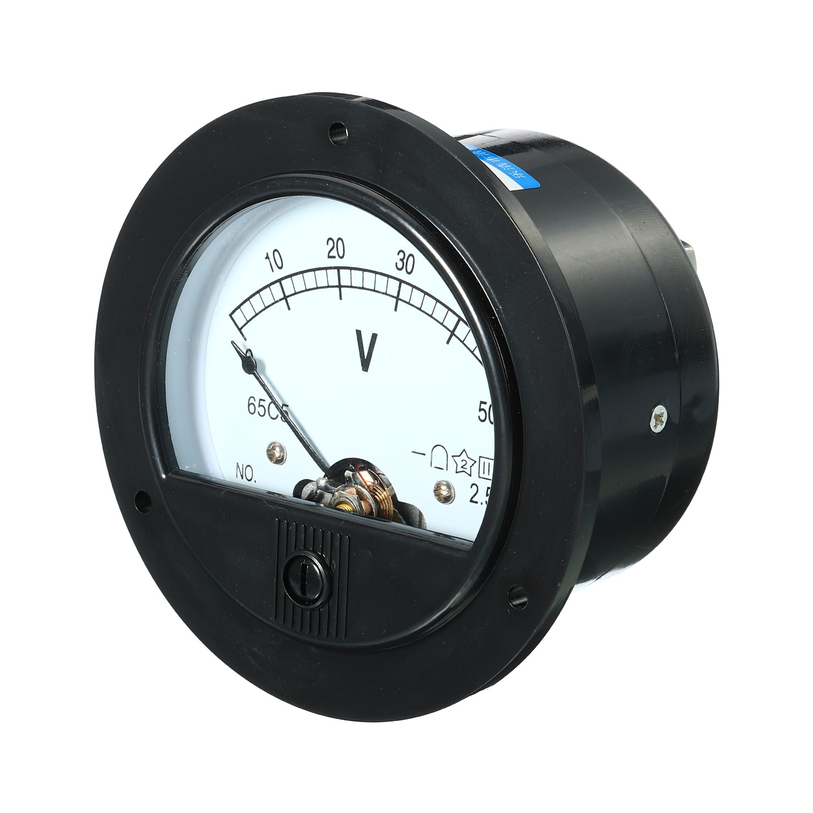 Analog Panel Voltmeter,DC 50V Volt Meter Measuring Gauge White,Clear,Black,Round