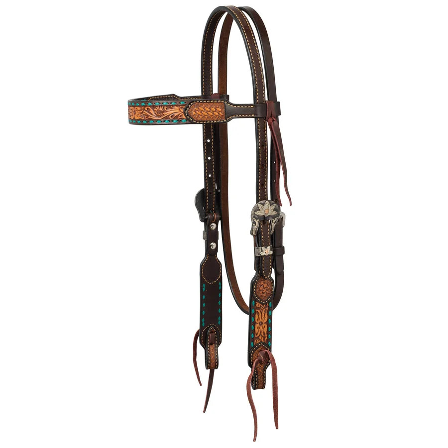 Weaver Leather Floral Buckstitch Browband Headstall