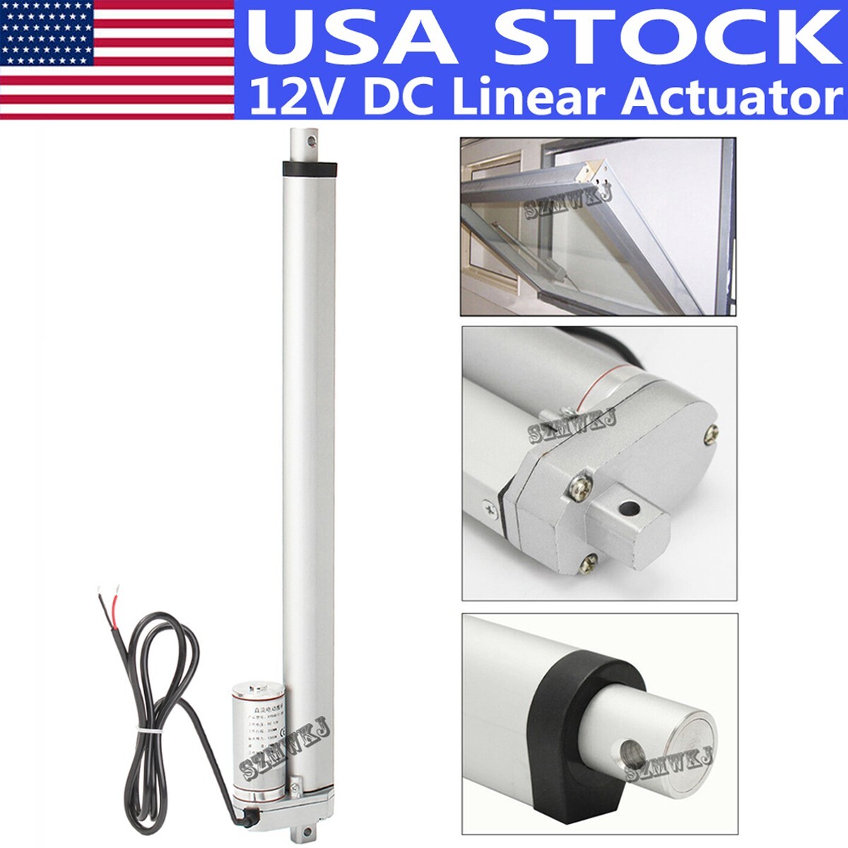 USA 14" Inch Stroke Linear Actuator 1500N/330lbs Max Lift 12V DC Electric Motors