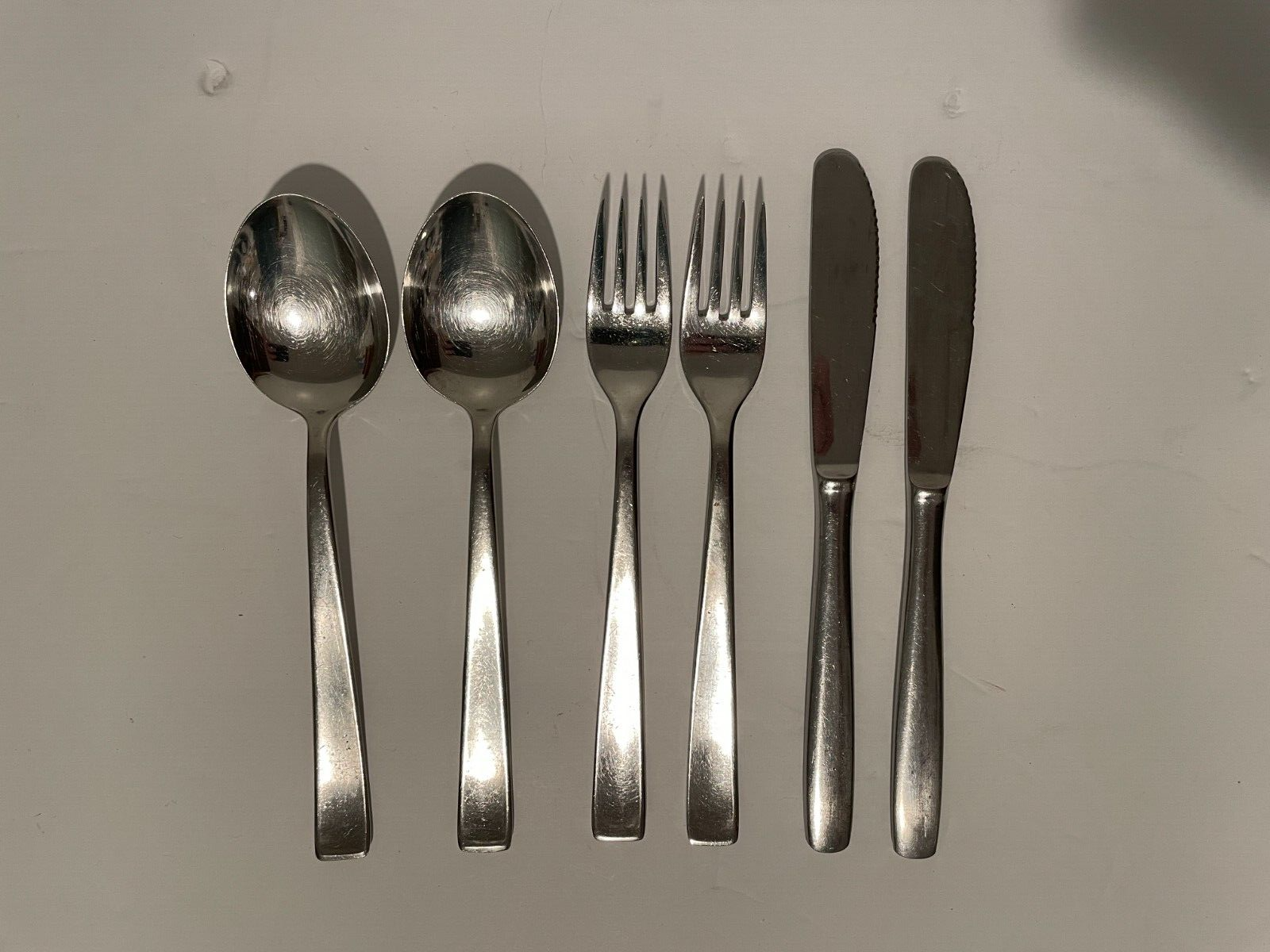 6 Pieces / Roneusil, Rostfrei - Knife, Fork, Spoon - Vintage, MCM