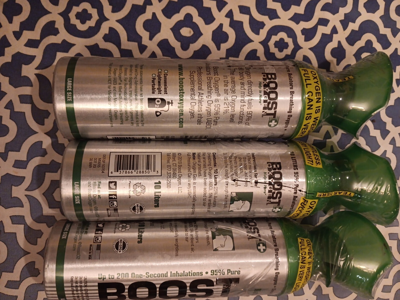 Boost Oxygen Natural Canned Oxygen Canister 10Liter Pack of 3
