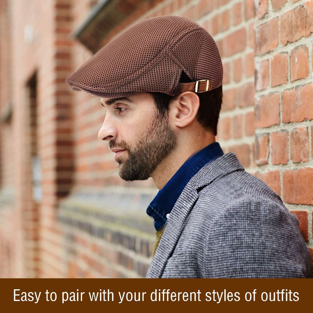 Men's Mesh Beret Newsboy Hat Ivy Cap Breathable Gatsby Summer Cap Cabbie Flatcap