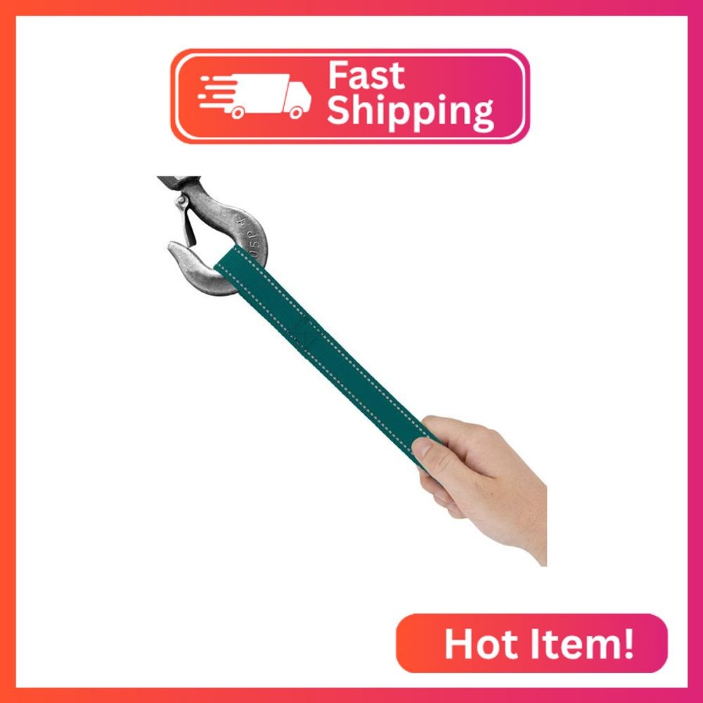 Country Brook Design - 1 Inch Winch Hook Pull Strap with Reflective Nylon - Teal
