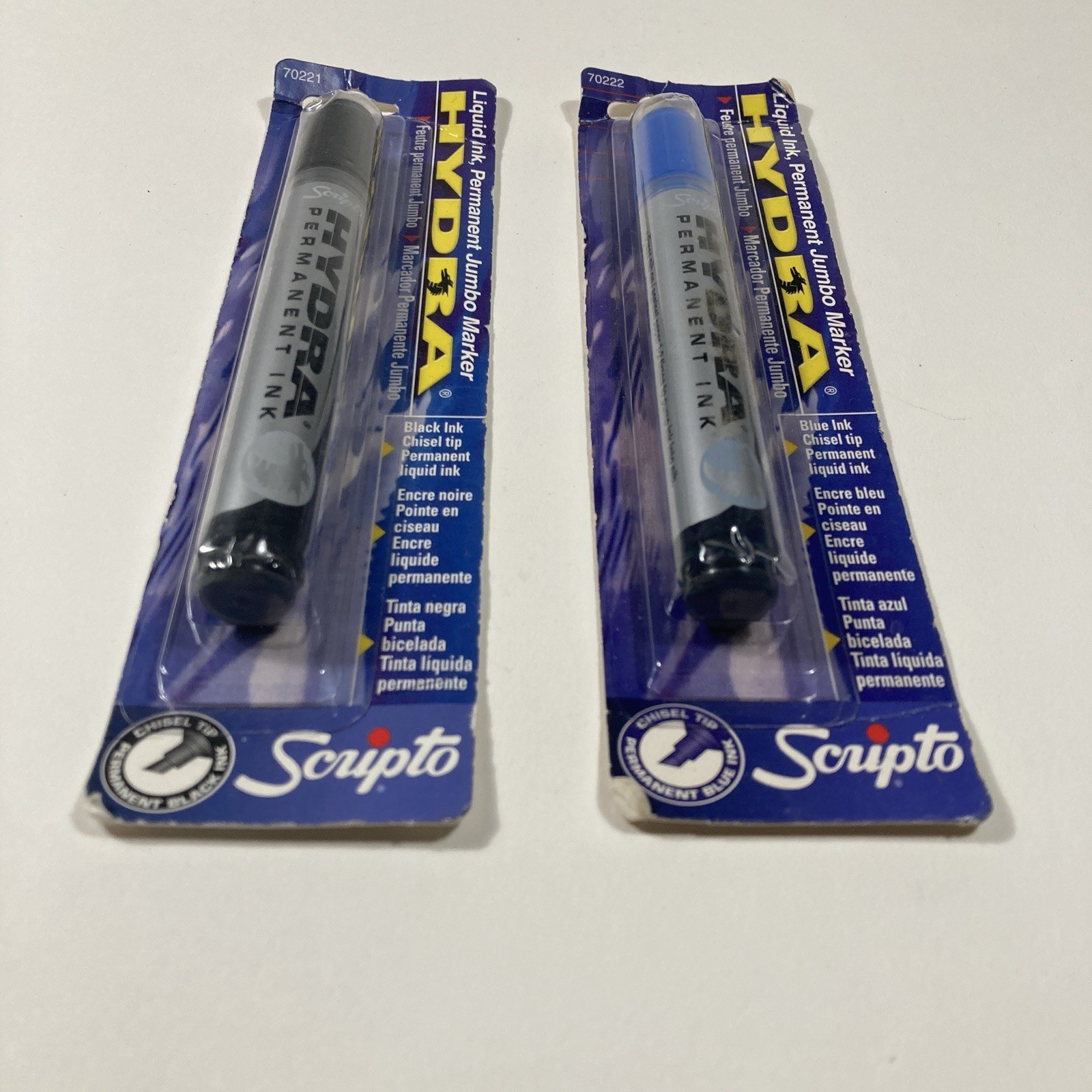 Scripto Hydra Liquid Ink Permanent Jumbo Markers Blue Black 2002 NIB
