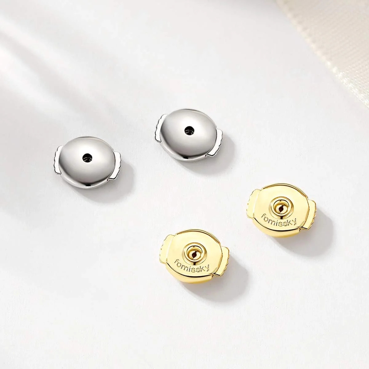 Fomissky-Sisa Locking Earring Backs for Studs, 2 Pairs Secure Spring Earing Back
