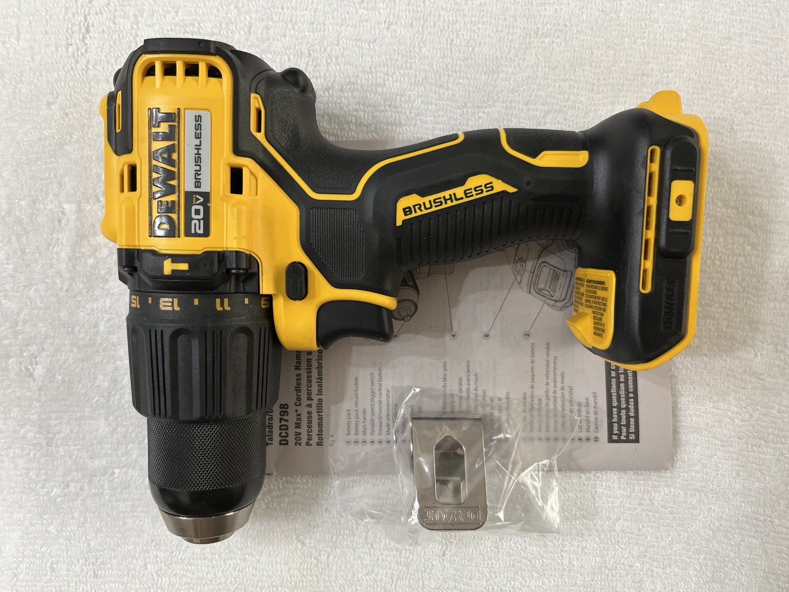 New Dewalt DCD798B 20V 20 Volt Max 1/2" 2 Speed Brushless Hammer Drill Driver