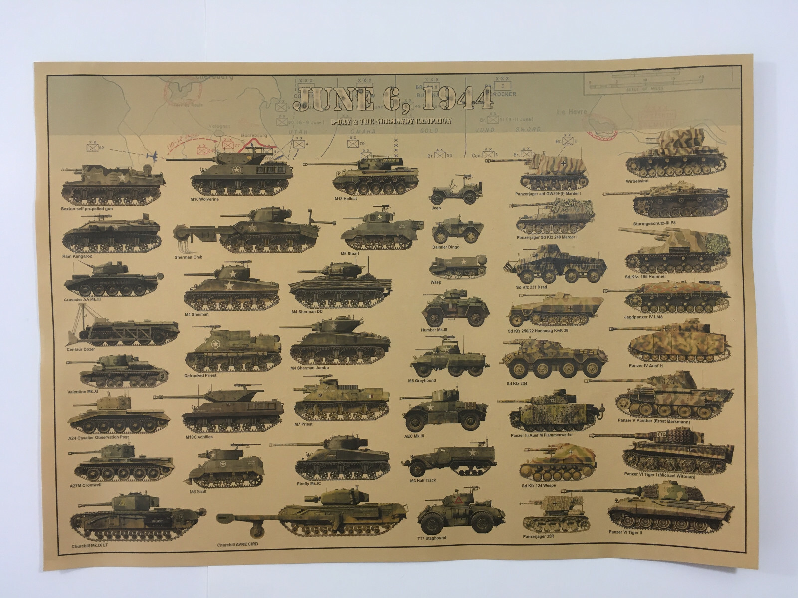 Army Tank Poster American USA Military Jeep World War II Vintage Print