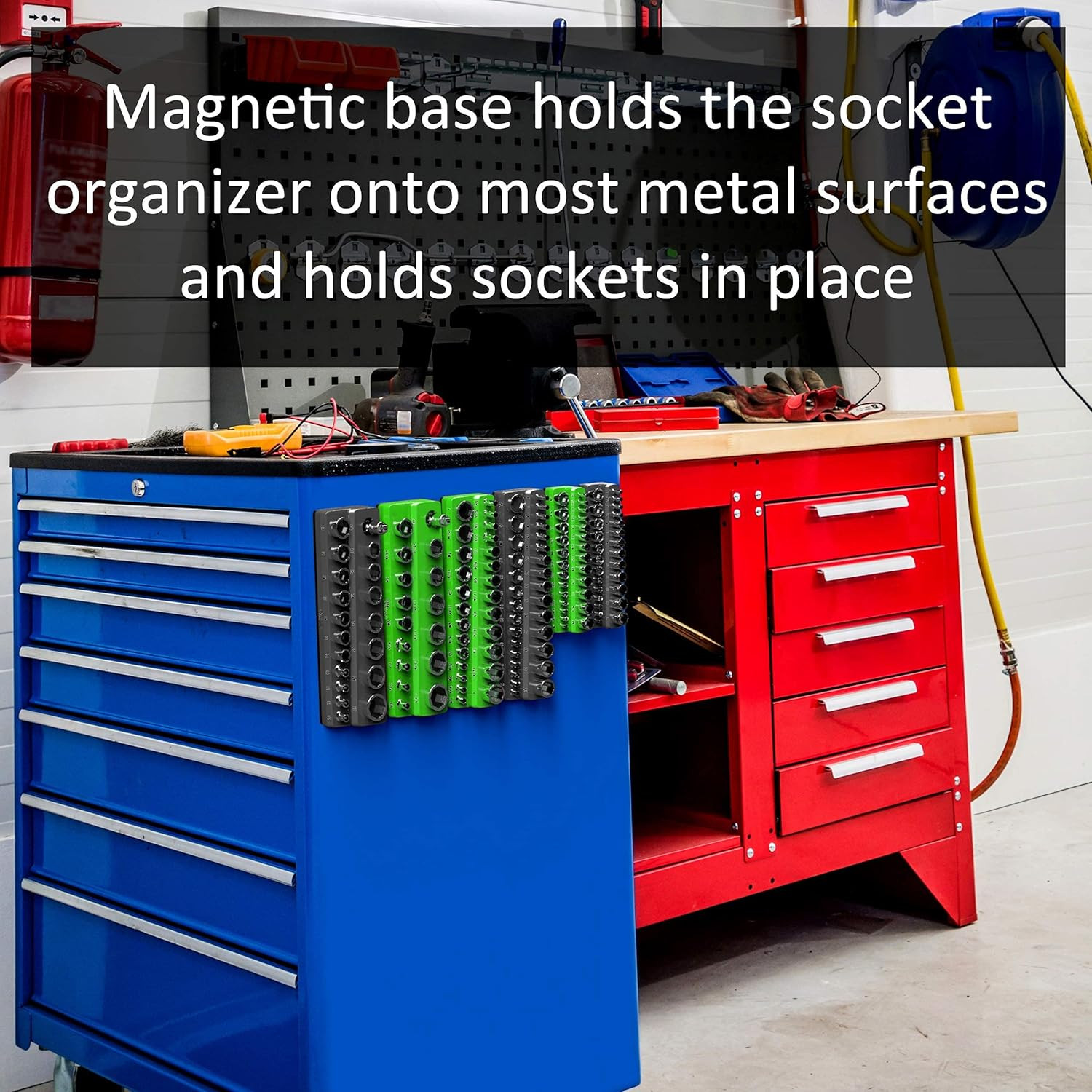 Magnetic Socket Organizer - 3-Piece Drive SAE Socket Holder Set with Strong Magn